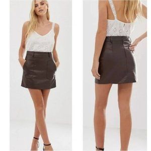 RAGA Nyla Brown Faux Leather Mini Skirt Size XS